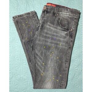 Royal 7even RS7 34×32 Black Washed Paint Splatter Jeans 5 Pocket